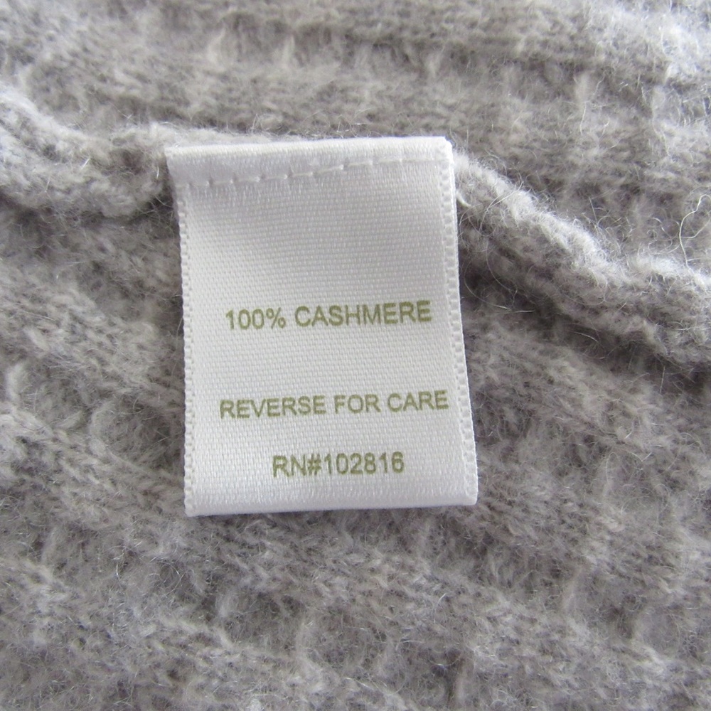 Garnet Hill Grey Cashmere Cardigan Sweater Size Large Open Front Long Line - Picture 8 of 10